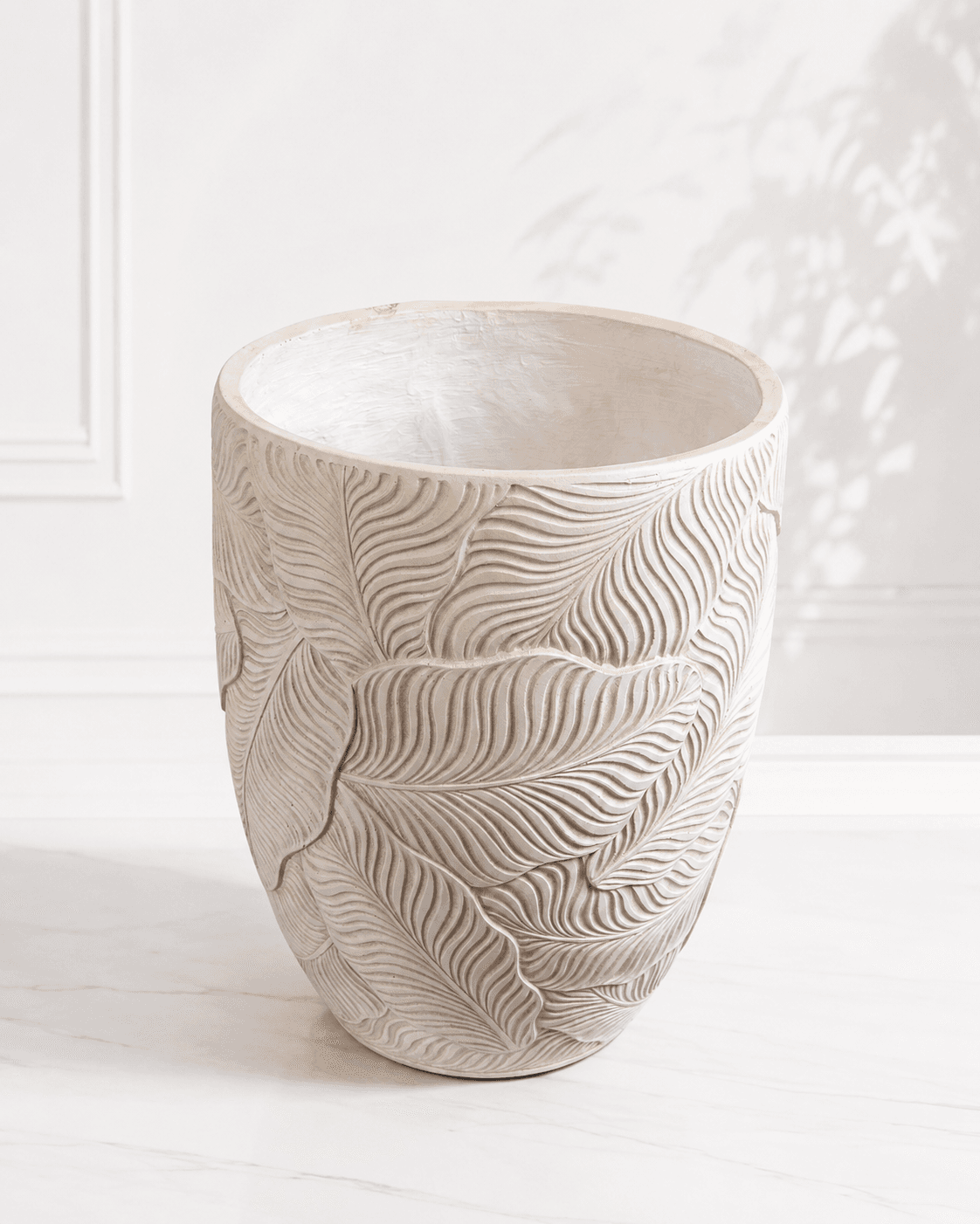 White Leaf Clay Planter - Medium