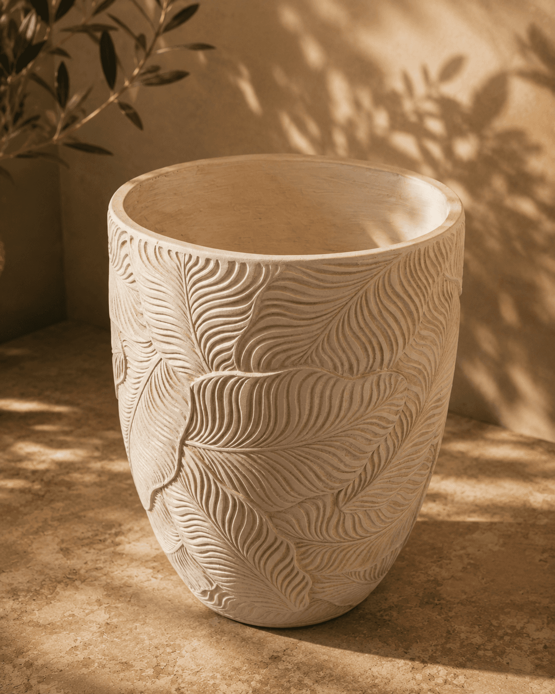 White Leaf Clay Planter - Small