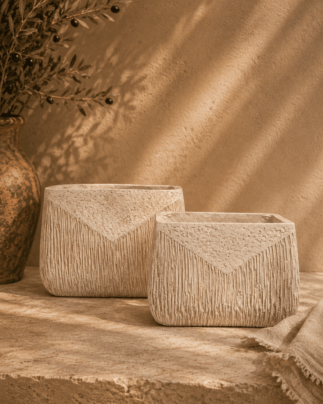 Square Clay Pot Set of 2