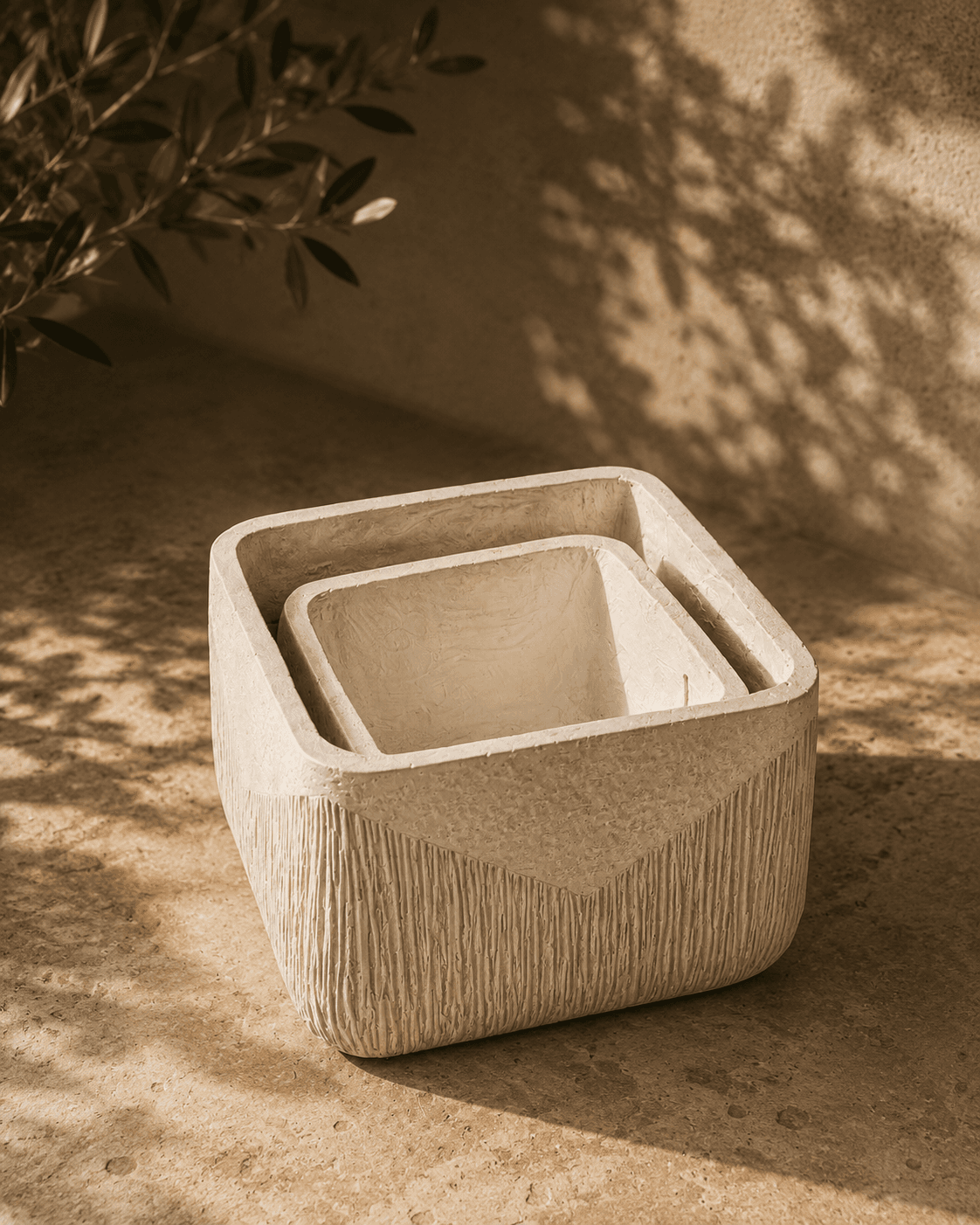 Square Clay Pot Set of 2
