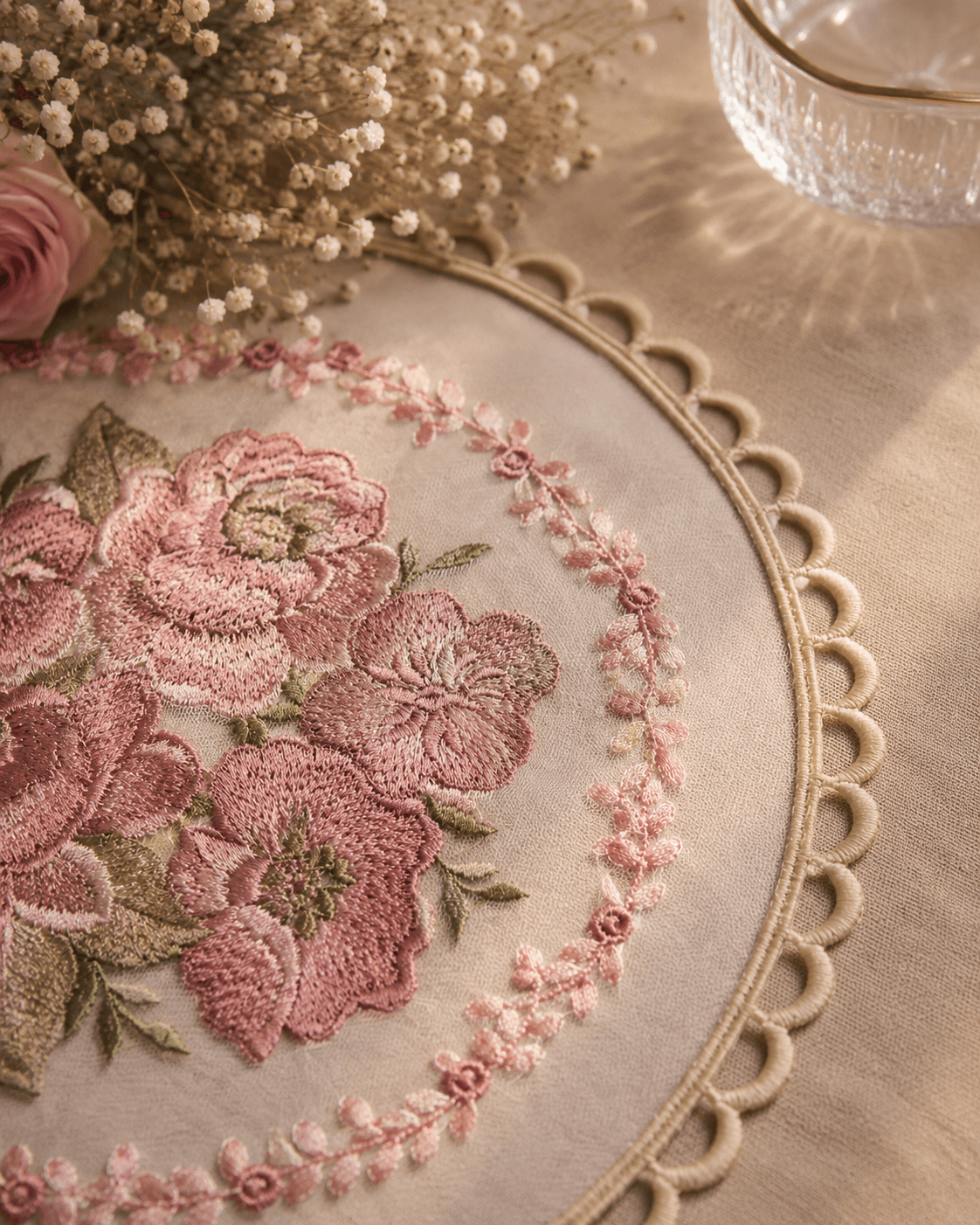 Pink Floral Lace Doillies