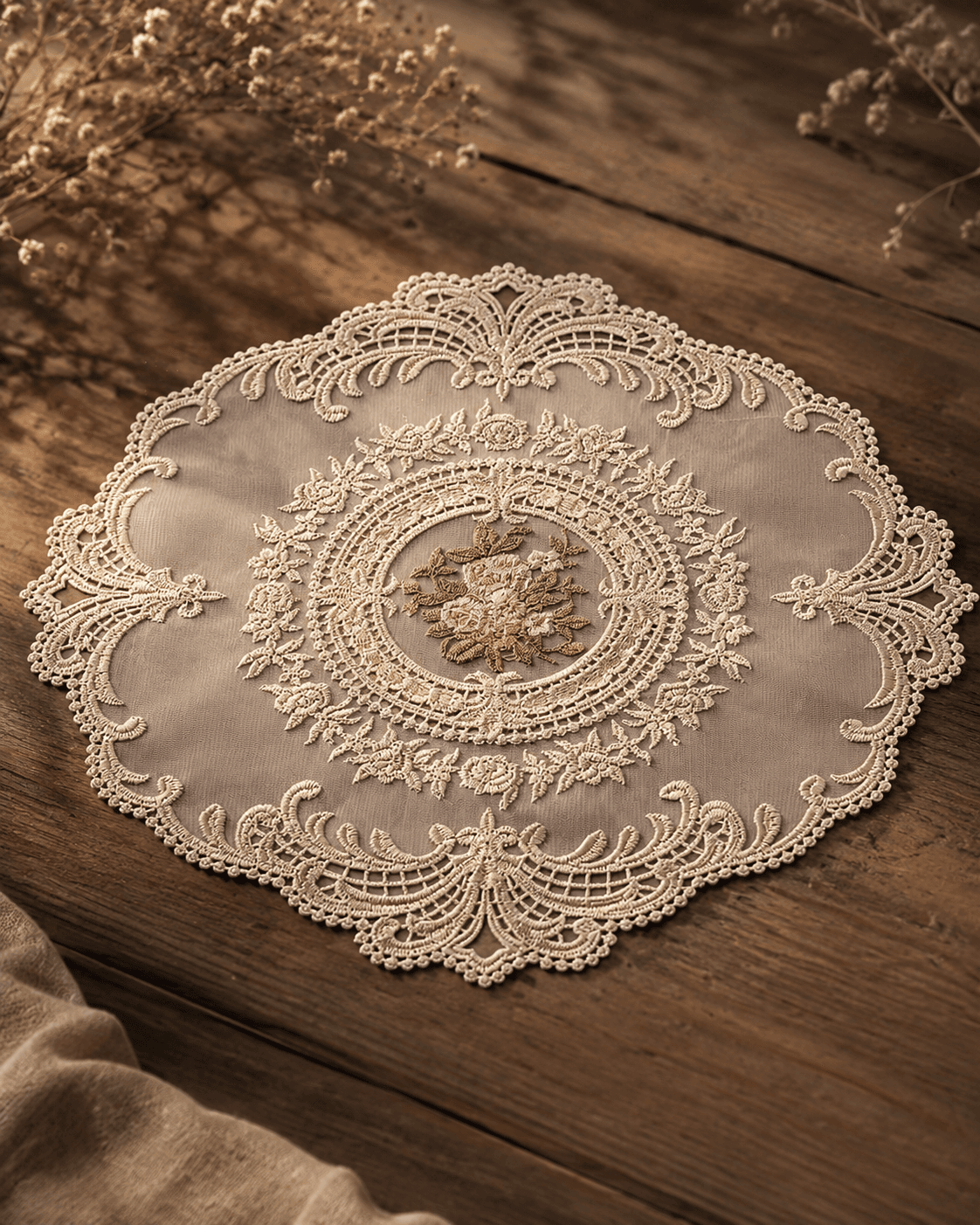 Doillies Net Scalloped-mauve