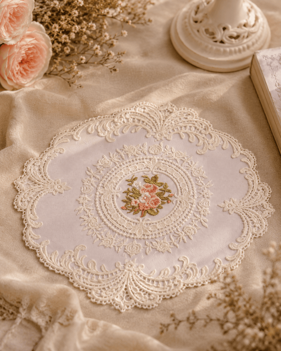 Rose Medallion mesh lace