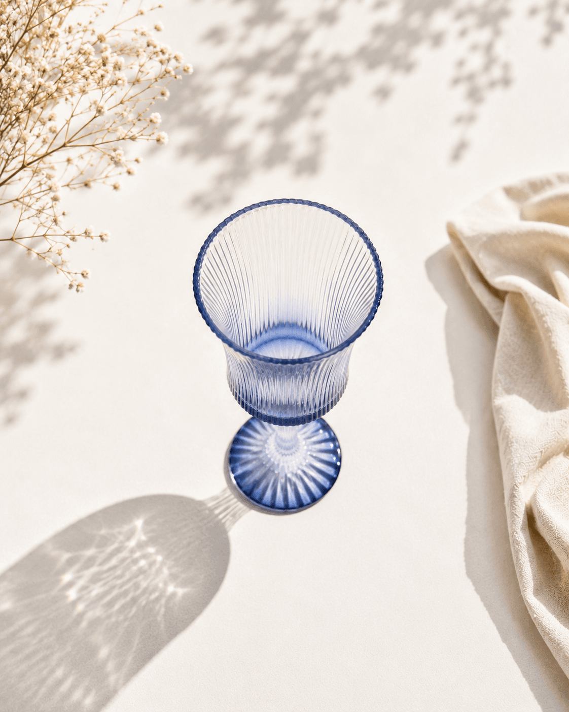 Ribbed Blue Goblet – Set of 6